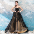 Black and Champagne Sweetheart Party Dress with Lace, Sweet 16 Formal Gown