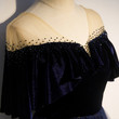 Navy Blue Velvet and Tulle Long Party Dress, A-line Blue Evening Dress
