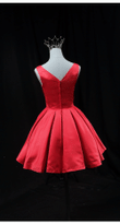 Red Satin Round Neckline Prom Homecoming Dress, Red Short Party Dress