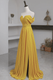 Yellow Chiffon A-line Simple Prom Dress, Yellow Bridesmaid Dresses
