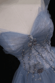 Blue Beaded Sweetheart Long Evening Dress, Blue Prom Dress