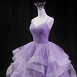 Glam Tulle Light Purple Long Formal Dress, Ball Gown Sweet 16 Dresses