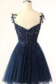 Navy Blue Lace Short Prom Dresses, Short Royal Blue Lace Formal Homecoming Dresses