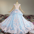 Blue and Pink Ball Gown Tulle with Flowers Sweet 16 Dress , Blue Formal Dress