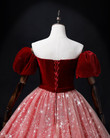 Velvet and Tulle Pink Tulle Off Shoulder Formal Dress, Pink Sweet 16 Dresses