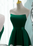 Green Satin Simple Long Party Dress with Leg Slit, Green A-ine Junior Prom Dress