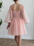 Cute Pink Tulle Short Sweetheart Prom Dress, Pink Homecoming Dress Party Dress