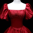 Wine Red Satin Beaded Ball Gown Sweet 16 Dress, Wine Red Evening Formal Dress