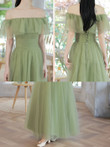 Light Green Off Shoulder Long Party Dress, A-line Green Prom Dress