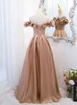 Champagne Satin Long Party Dress Prom Dress, A-line Simple Formal Dress