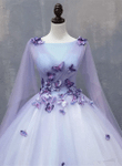 Lavender Tulle Long Formal Dress with Butterflies?Lavender Sweet 16 Dress