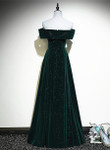 Green Velvet Off Shoulder Long Party Dress, A-line Green Wedding Party Dress