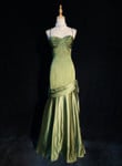 Lovely Satin Sweetheart Straps Long Evening Dress, Long Green Wedding Party Dress
