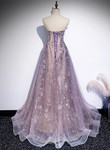 Purple A-line Tulle with Lace Long Formal Dress, Purple Evening Dress Long Party Dress