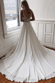 White Simple V-neckline Straps Chiffon Wedding Party Dress, White Long Formal Dress