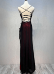 Charming Black and Red Long Evening Dress, Straps Prom Dress Formal Dress