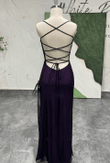 Black and Purple Unique Cross Back Long Party Dress, Sexy Long Prom Dress