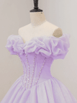 Lavender Beaded Long Party Dress Formal Dress, Lavender Sweet 16 Dress