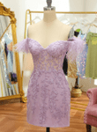 Lavender Tulle Sweetheart with Lace Party Dress, Lavender Homecoming Dress