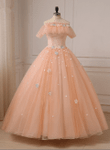Lovely Pink Tulle Ball Gown Off Shoulder Party Dress, Pink Sweet 16 Dress