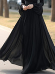 Black Chiffon Long Sleeves V-neckline Party Dress, A-line Black Prom Dress