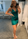 Green Satin Sheath Spaghetti Straps Party Dress, Green Short Homecoming Dress