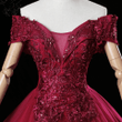Wine Red Ball Gown Off Shoulder Sweet 16 Dress, Wine Red Tulle Formal Dress
