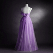 Purple Tulle Long Straps Party Dress, A-line Purple Prom Dress Evening Dress