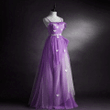 Purple Tulle Long Straps Party Dress, A-line Purple Prom Dress Evening Dress