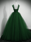 Cute Ball Gown Green Tulle Long Party Dress, Green Sweet 16 Dress
