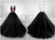 Black Tulle With Lace Applique Long Formal Gown, Black Party Dress Prom Dress