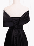 Black Satin Off Shoulder Lace-up Party Dress, Black Off Shoulder Prom Dress