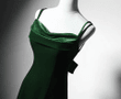 Green Low Back Velvet Mermaid Long Prom Dress, Green Velvet Wedding Party Dress