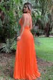Orange A-line Chiffon Long Prom Dress Evening Dress, Backless Long Evening Dress