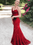 Wine Red Mermaid Lace Appliques Long Prom Dress, Wine Red Evening Dress