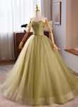 Green Sweetheart Tulle Long Ball Gown Party Dress, Green Prom Dress Formal Dress