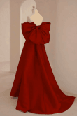 Wine Red Satin Off Shoulder Sweetheart Party Dress, Wine Red Prom Dress