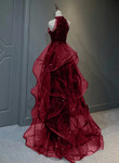 Wine Red Tulle and Sequins New Style Prom Dress, Wine Red Long Evening Dress