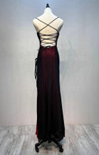 Black And Red Mermaid Straps Long Evening Dress, Long Prom Dress With Leg Slit