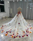 Glam Fairy Tulle Sweetheart 3D Floral Flowers Wedding Dress, Floral Formal Dress