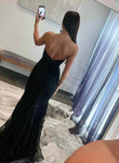 Black Tulle with Lace Mermaid Sweetheart Prom Dress, Black Long Evening Dress