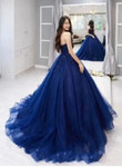 Navy Blue Tulle Ball Gown Prom Dress, Navy Blue Sweet 16 Dress