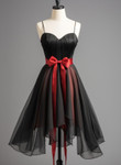 Black and Red Chiffon Sweetheart Party Dress, Chiffon Short Homecoming Dress