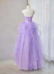Lavender Sweetheart Tulle Lace Applique Long Prom Dress, Lavender Formal Dress