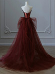 Beautiful Burgundy Sequins And Tulle Long Party Dress, Burgundy Evening Dress Prom Dress