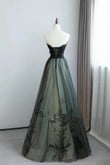 Elegant Black and Green Tulle with Lace Long Prom Dress, Tulle Party Dress