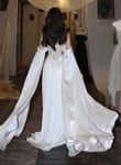 Lovely White Soft Satin and Lace Long Prom Dress, A-line Wedding Party Dress