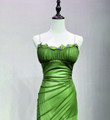 Green Straps Lace-up Formal Dress Evening Dress, Green Spandex Prom Dress