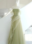 Light Green Tulle with Beaded A-line Prom Dress, Light Green Evening Dress Party Dress