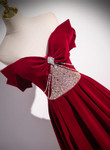 Wine Red Off Shoulder Beaded Long Velvet Party Dress, Wine Red Prom Dress